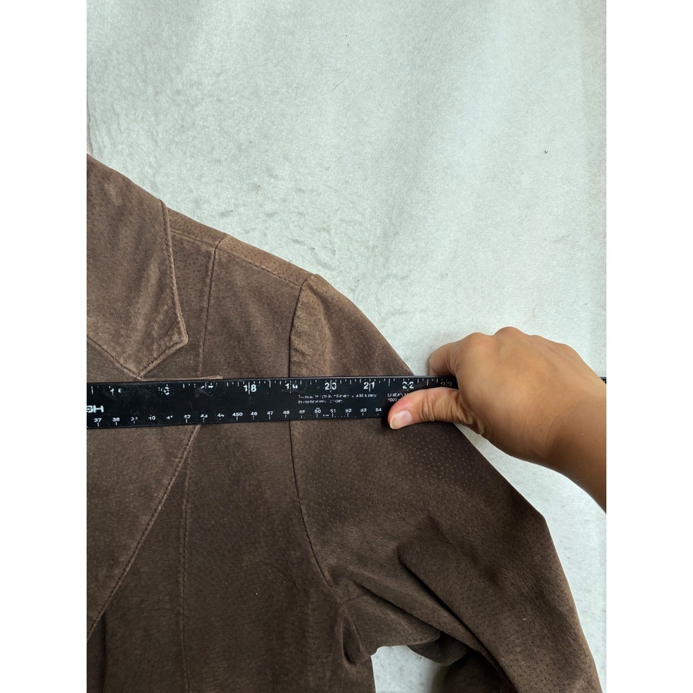Bagatelle Brown Suede Leather Blazer Jacket Womens Size 10 Two Button Lined - Picture 8 of 9